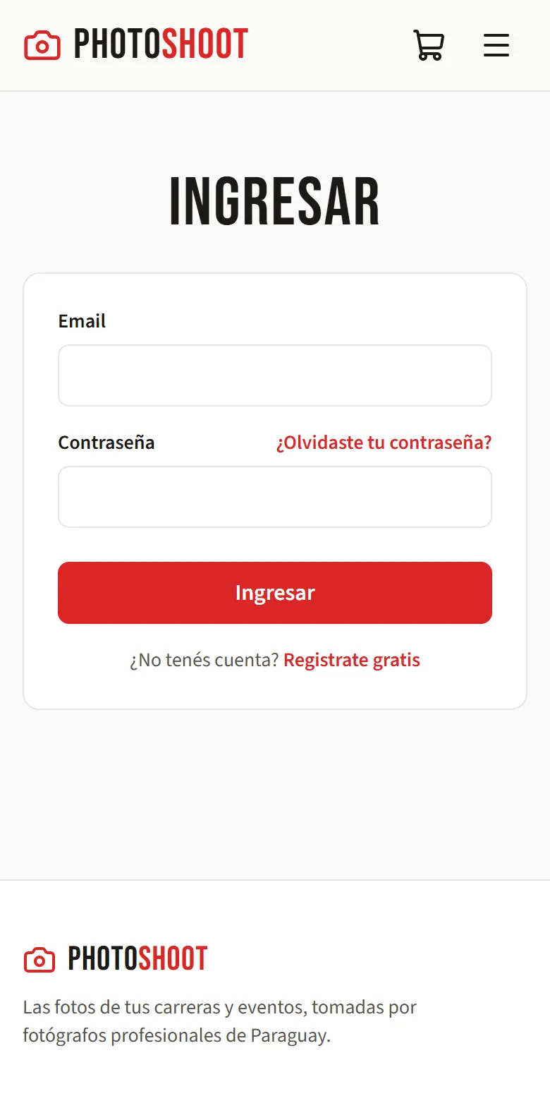 Pantalla para ingresar, con el enlace para recuperar la contraseña